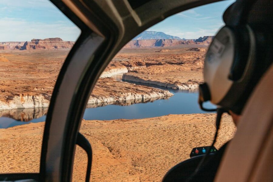 Page: Horseshoe Bend Helicopter Flight & Tower Butte Landing - Page Airport Check-In and the EC130 Cabin Feel